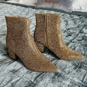 Betsey Johnson Gold Sparkle Bootie